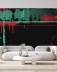 Papier peint graffiti - texture urbaine verte et rouge