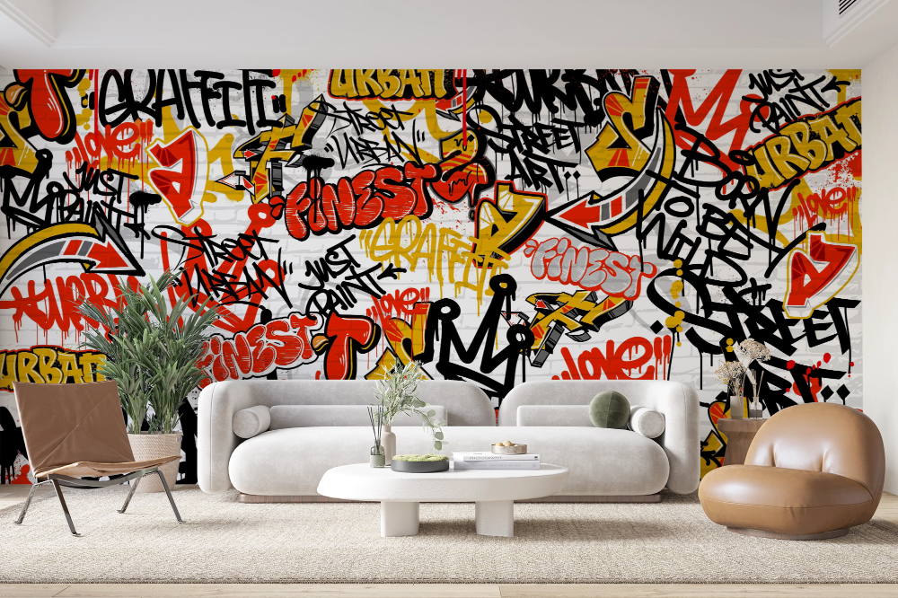 Graffiti-Tapete - Mehrfarbige Tag-Wand