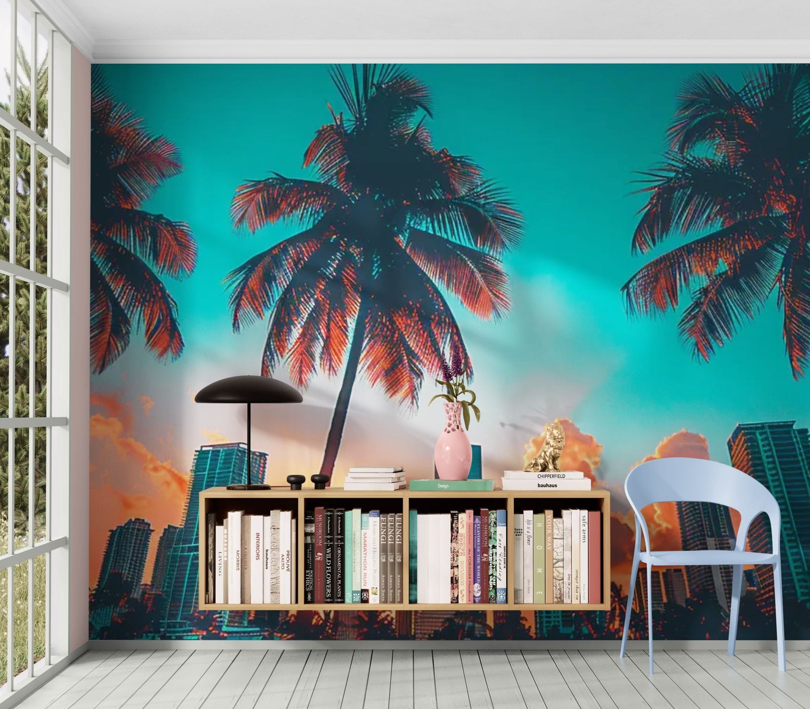 Papier Peint Ville - Skyline Miami Sunset