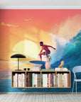 Papier Peint Surf - Vague du Soleil Couchant