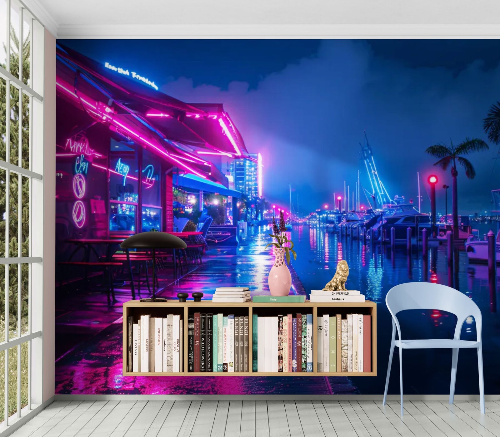 Papier Peint Marina - Quai Néon Bord de Mer