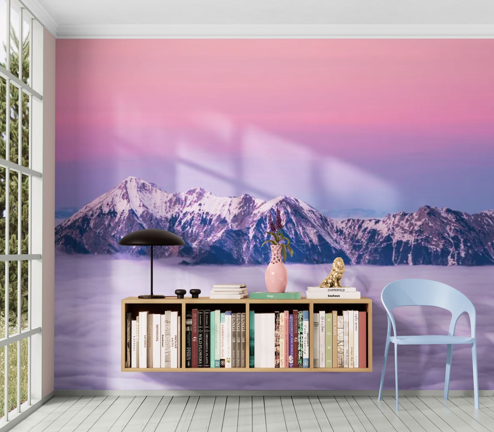 Papier Peint Montagne - Pic Enneigé au-dessus des Nuages