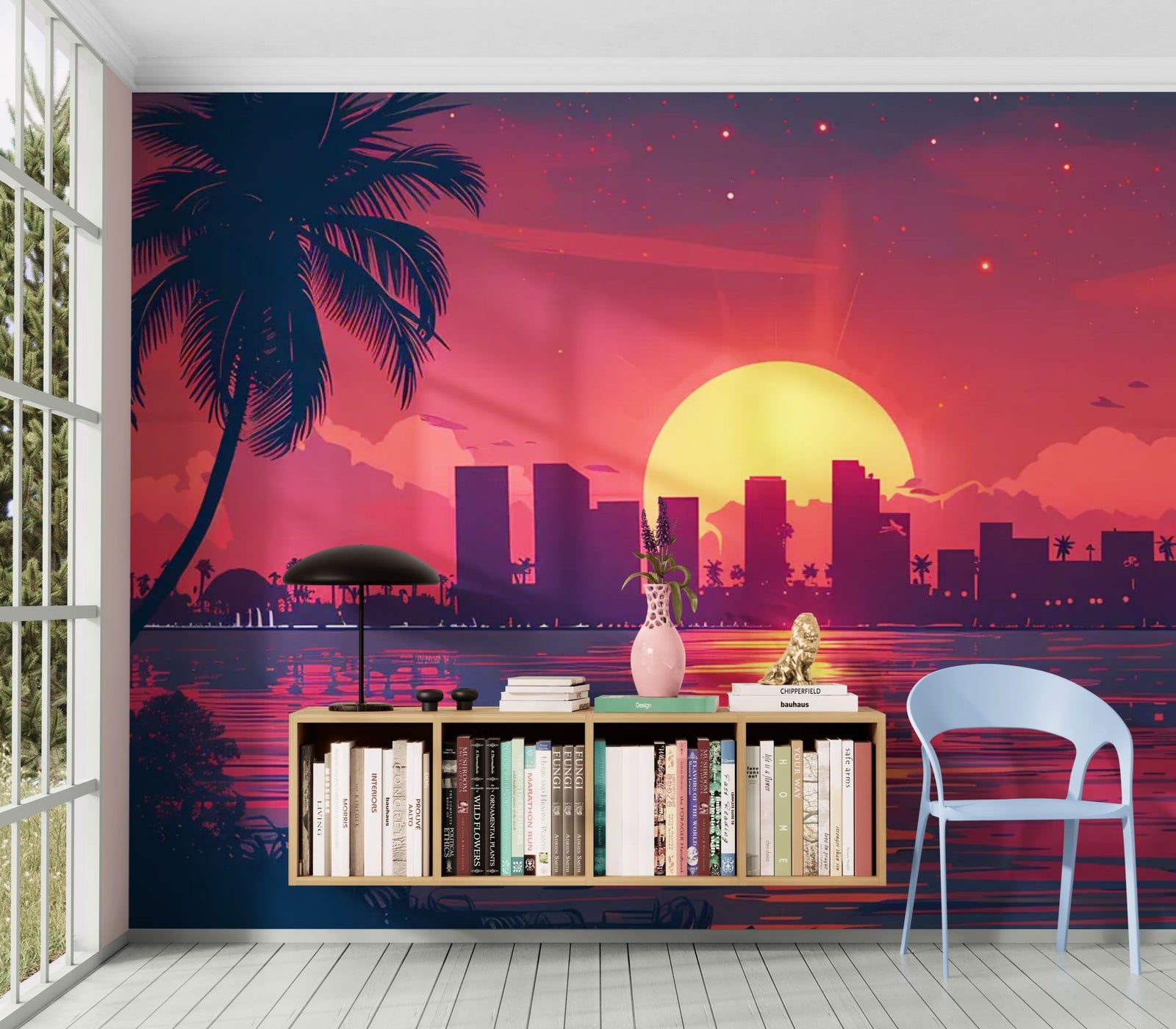 Papier Peint Tropical Sunset - Skyline Miami Mood