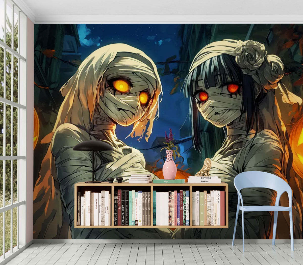 Halloween-tapet - Mumier och lysande pumpor