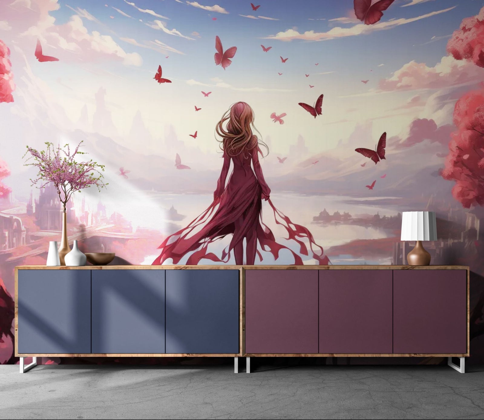 papier peint fantasy - envol des papillons