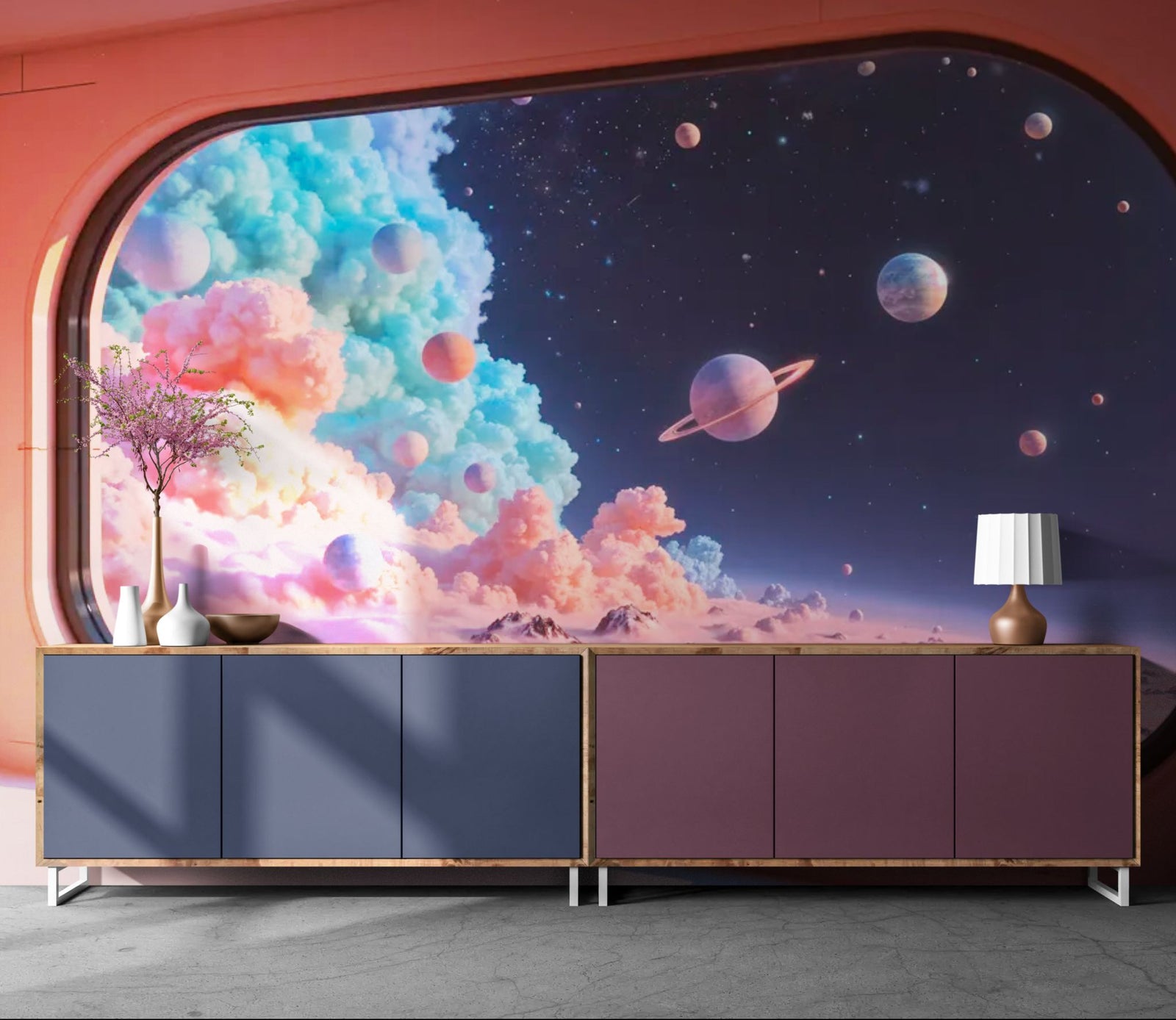 papier peint espace - nuages cosmiques pastel