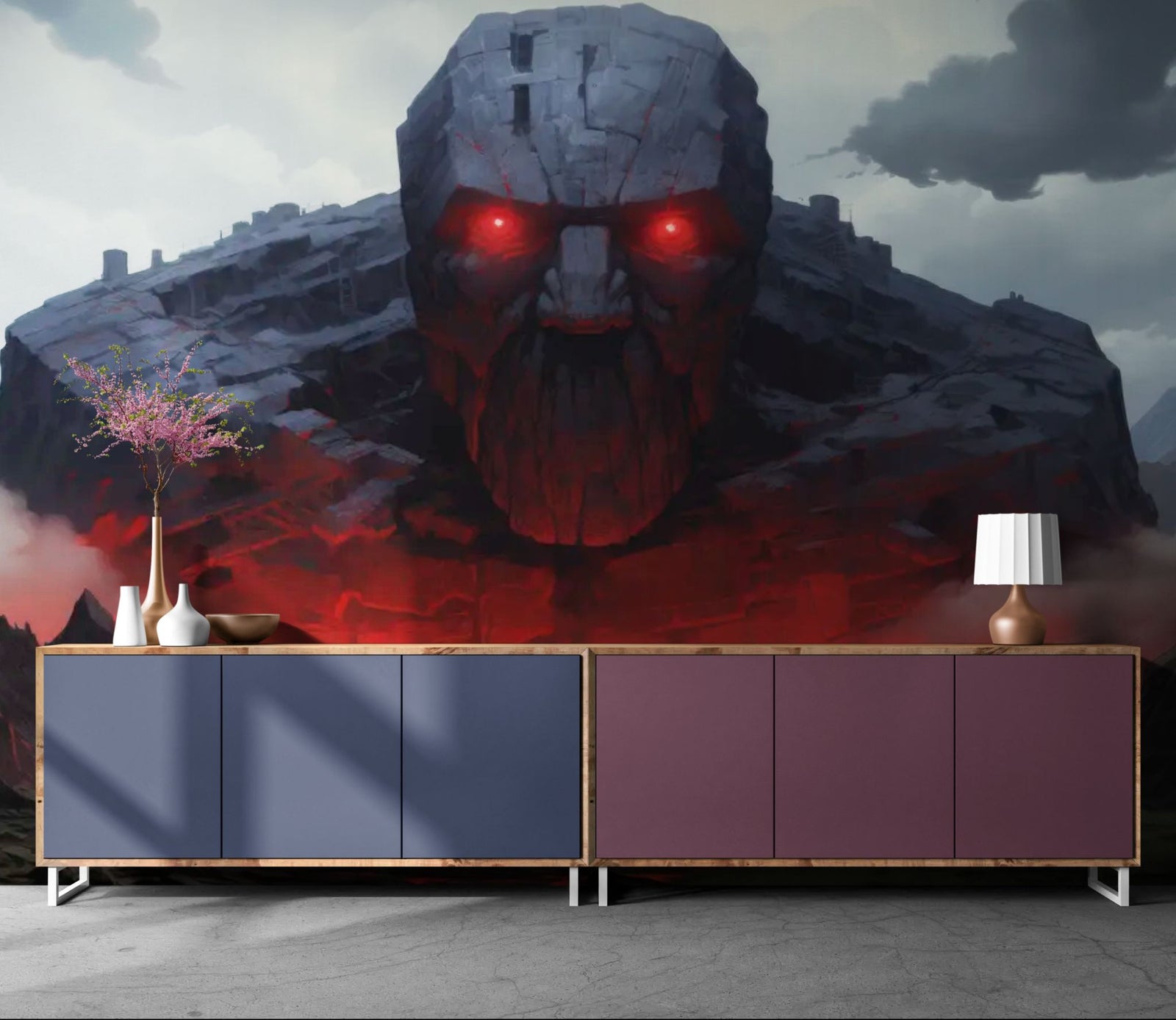 papier peint dark fantasy - titan de cendre