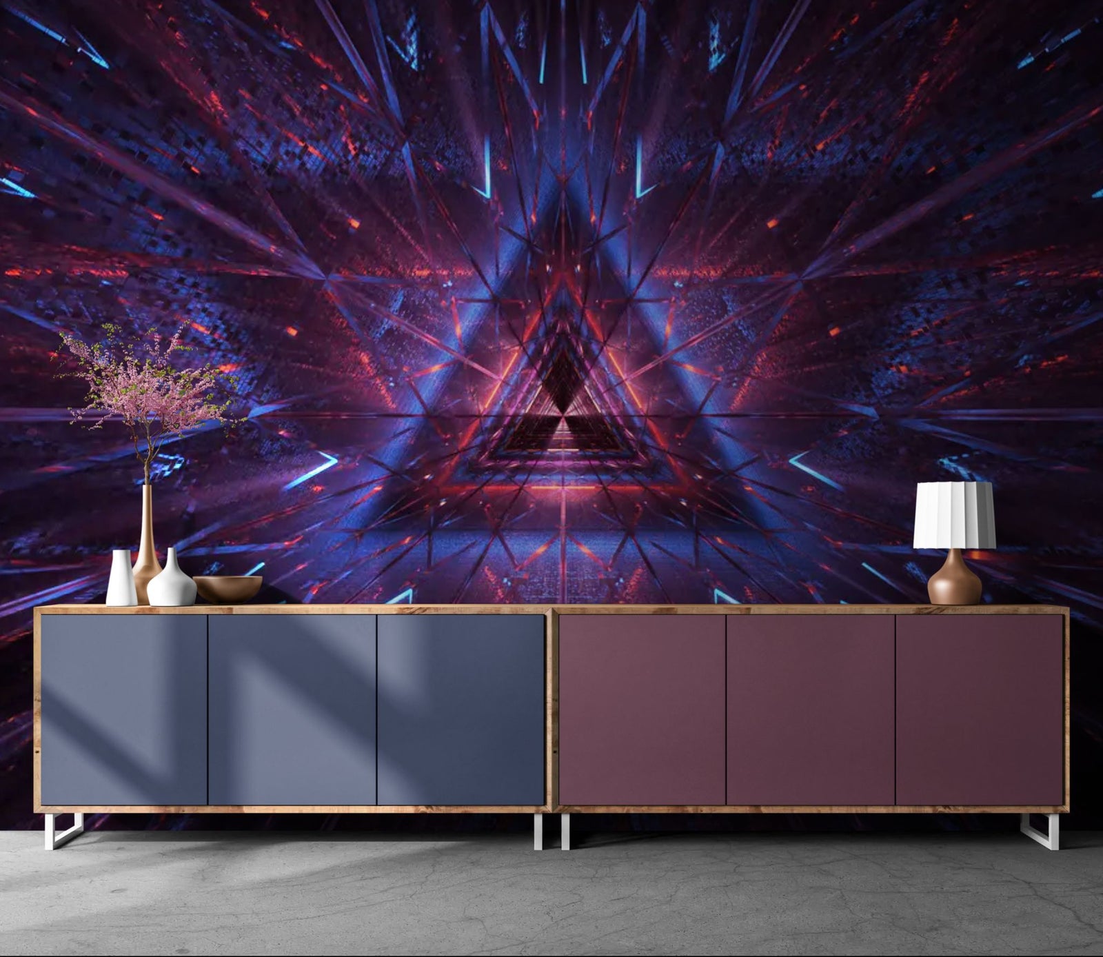 Papier Peint Géométrique Néon - Triangle Infini