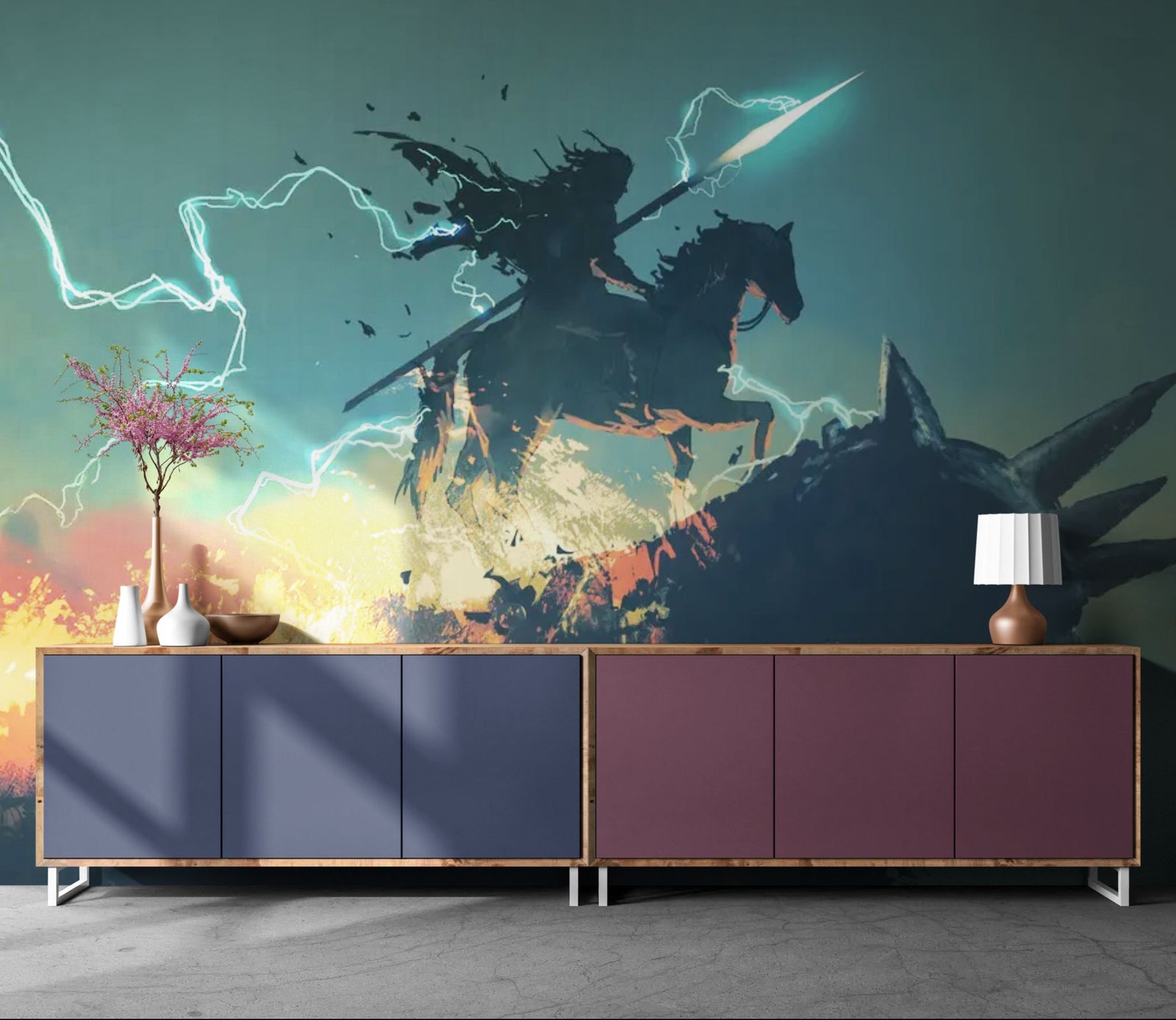 Papier Peint Dark Fantasy - Cavalier de l’Orage