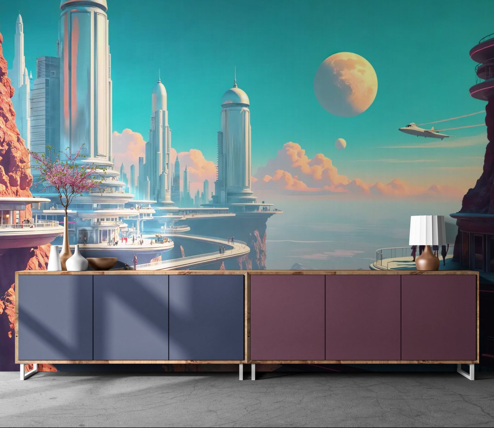 Papier Peint Paysage Futuriste - Cité Cosmos