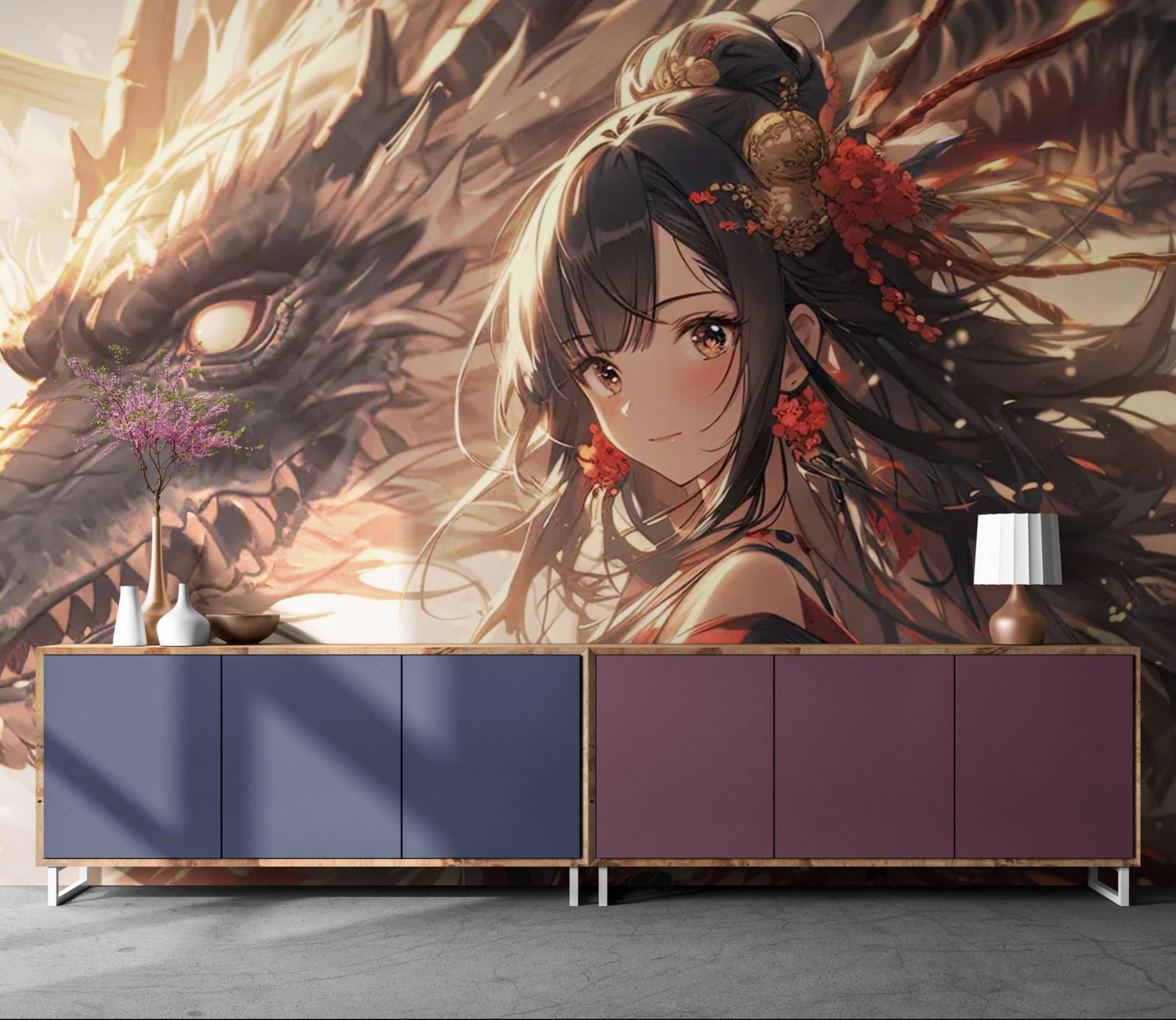 Papier Peint Japonais — Esprit du Dragon Écarlate