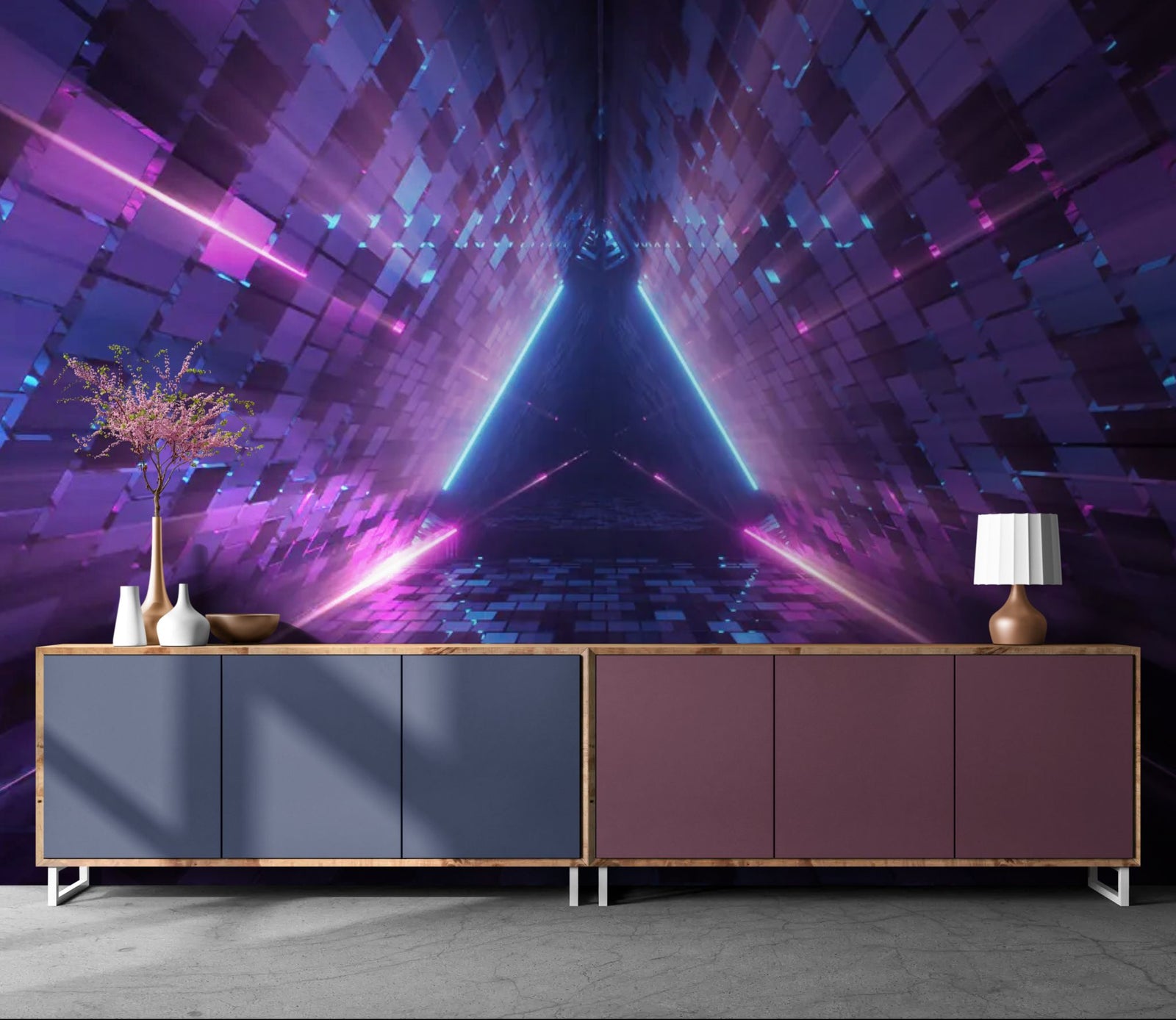 Papier Peint Futuriste - Corridor du Triangle Quantique