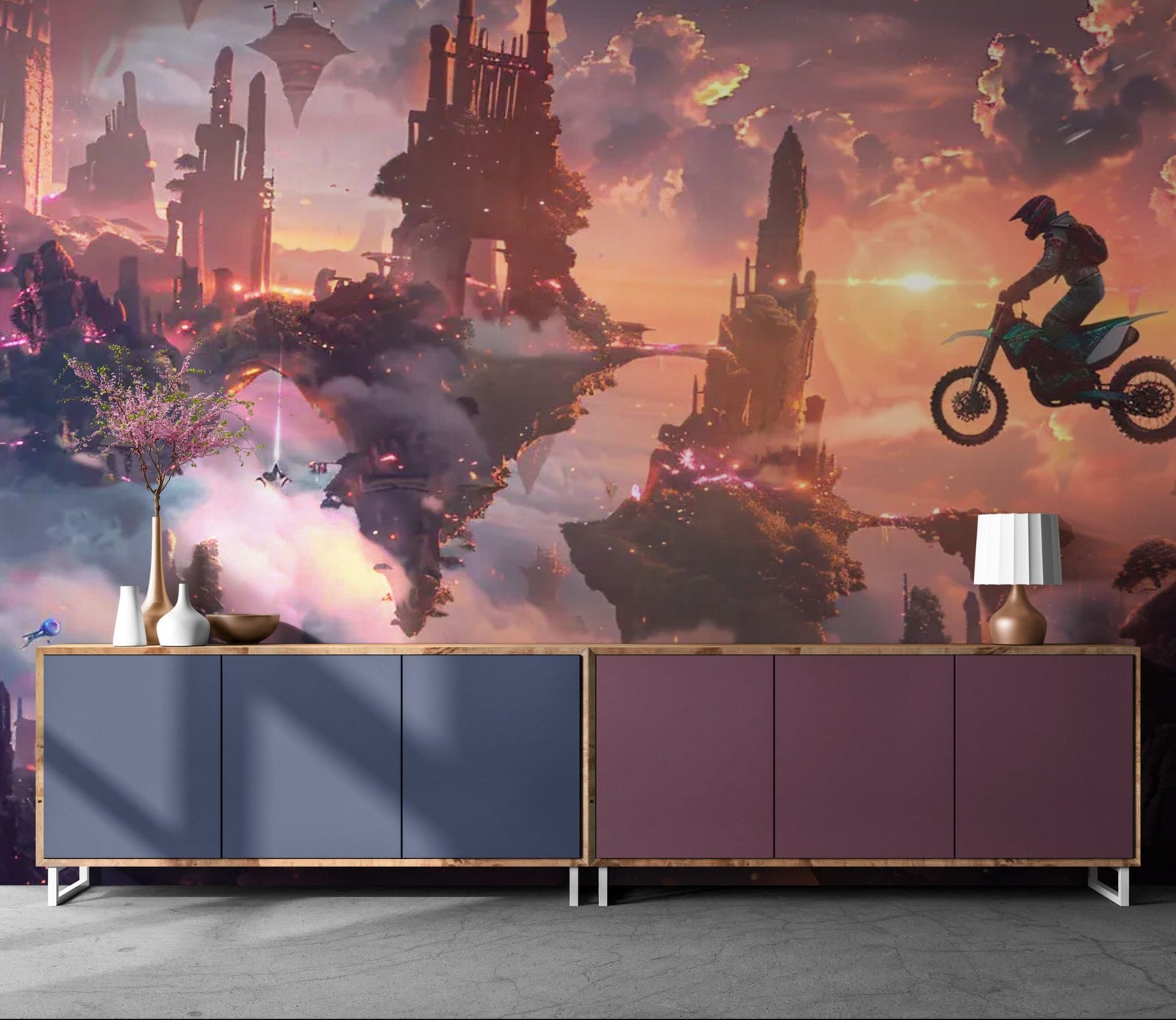 Papier Peint Fantasy - Motard des Îles Célestes