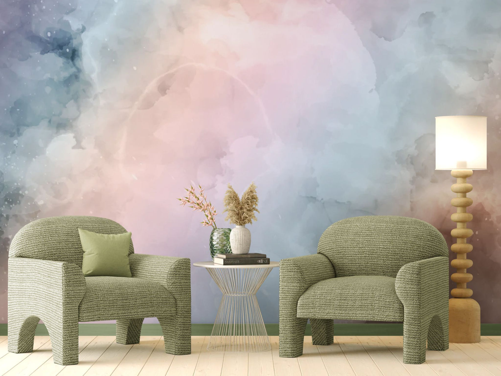 Watercolor wallpaper – Soft clouds in powdery tones