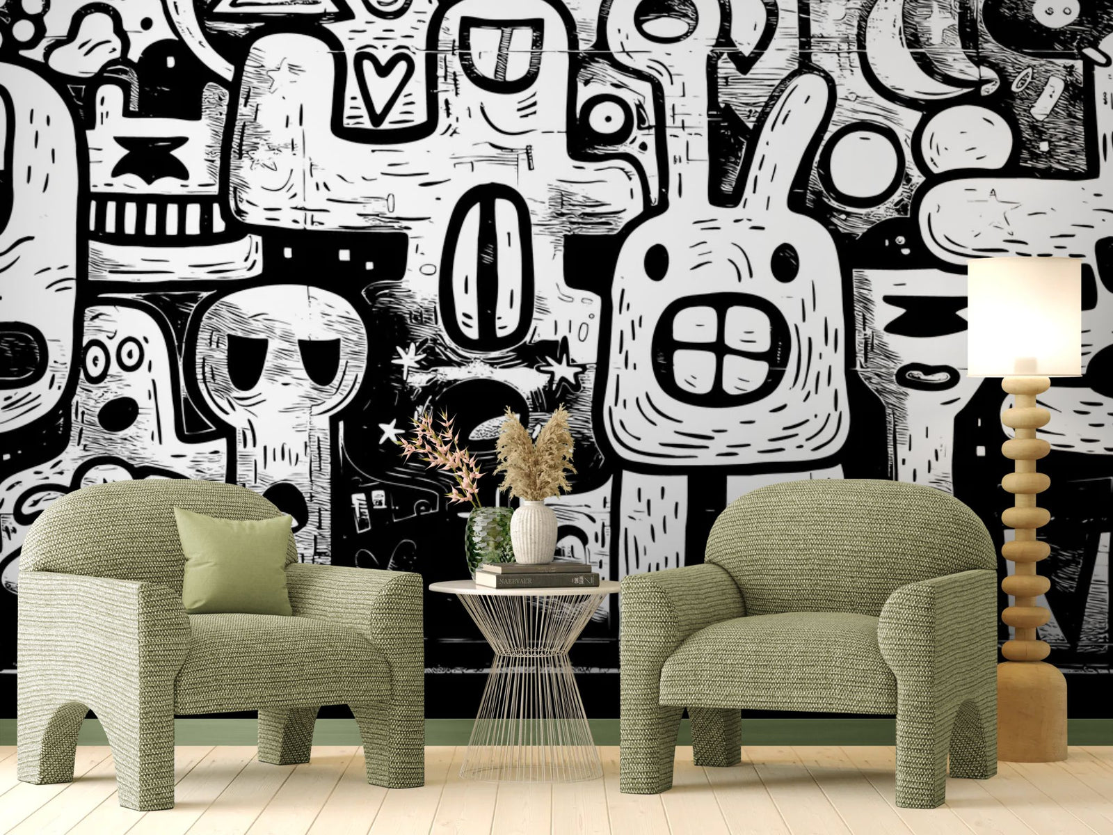 Black and white wallpaper – Graphic design mural