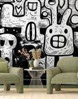 Papier peint noir et blanc – Fresque graphique design