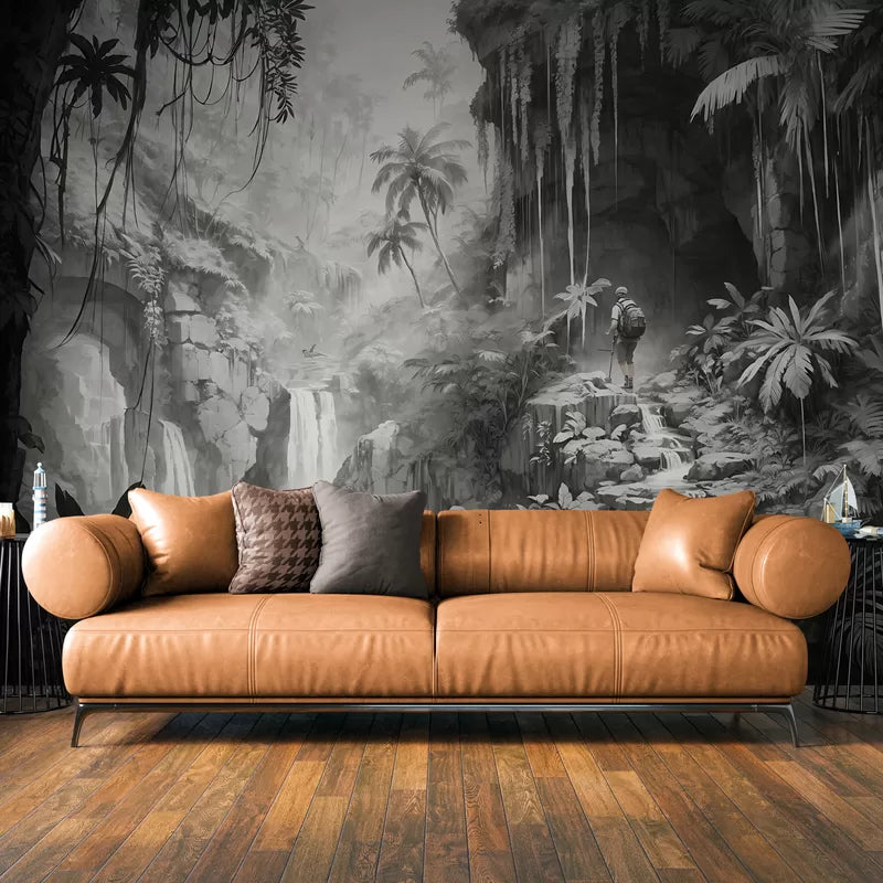 Black and White Wallpaper - Misty Forest Exploration