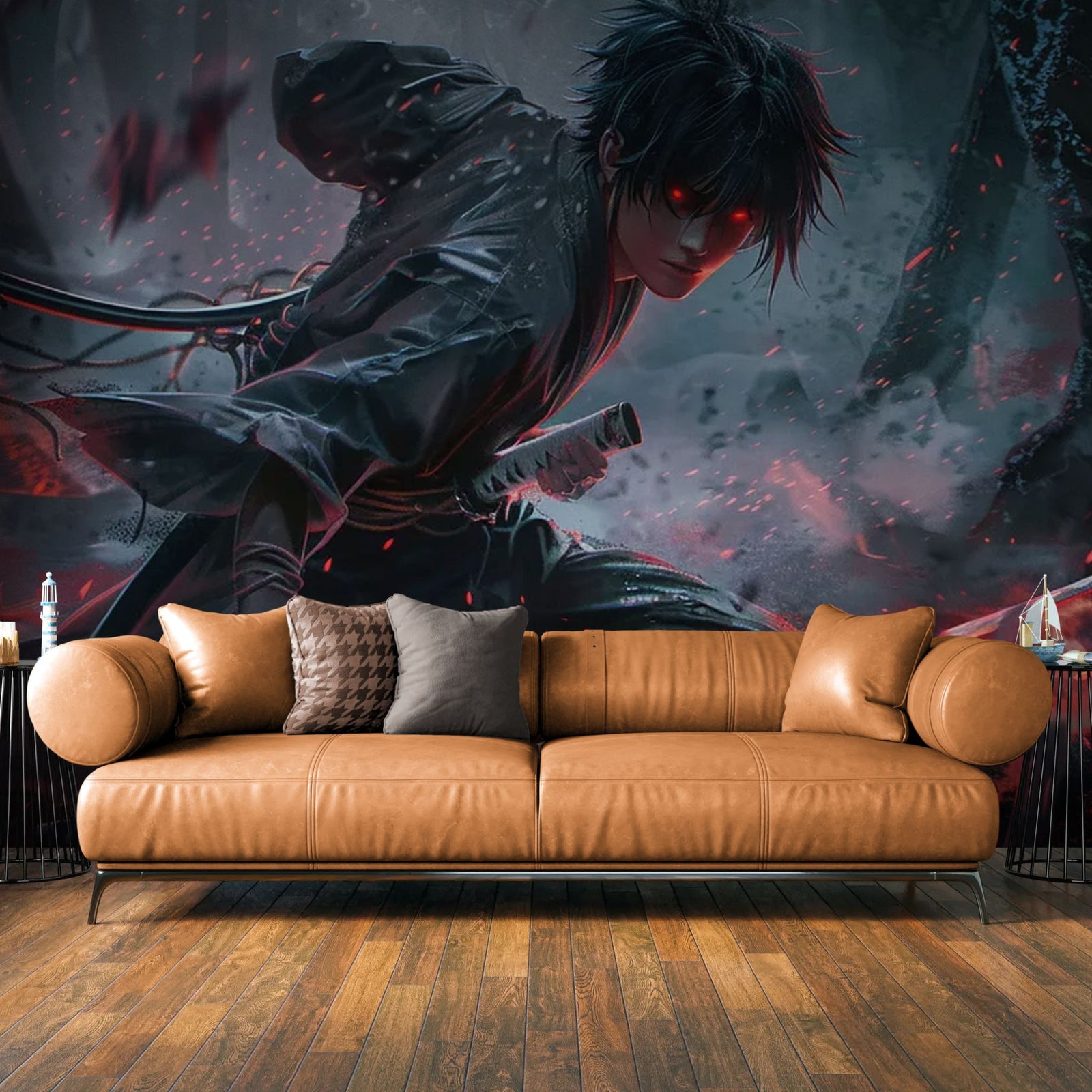 Papier Peint Anime - Guerrier de l’Ombre aux Yeux Ardents