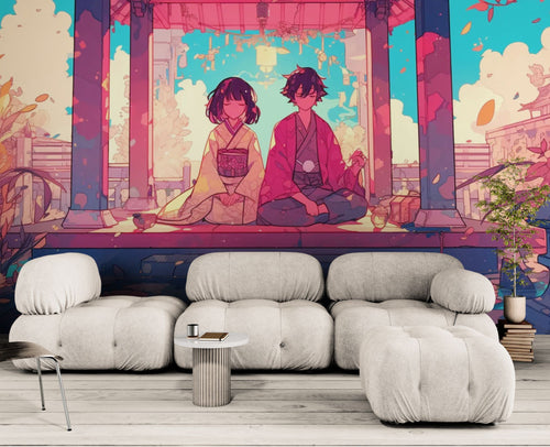 Papier peint Anime – Couple anime en kimono japonais