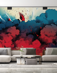 Papier peint pop art - nuage de fumée colorée style bd