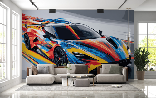 Wallpaper cars - multicolored race car on track