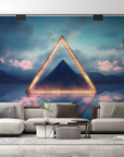 Nature wallpaper - abstract luminous triangle and dark clouds