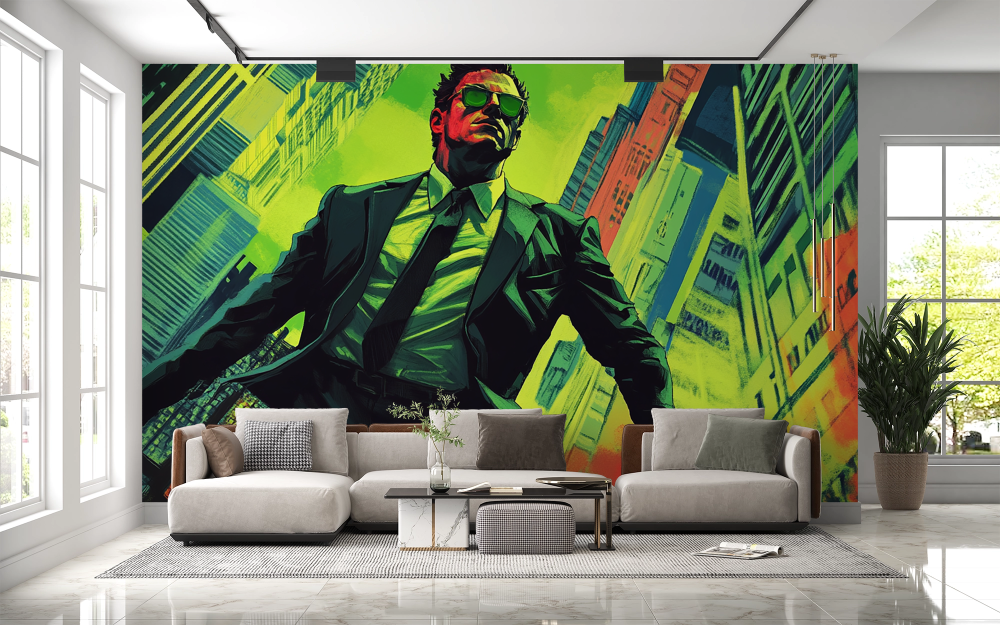Papier peint pop art - silhouette d'homme d'affaires moderne