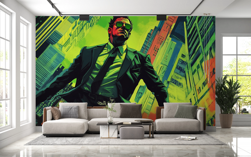 Papier peint pop art - silhouette d'homme d'affaires moderne