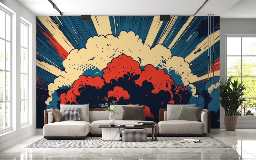 Papier peint pop art - explosion de couleurs style comics