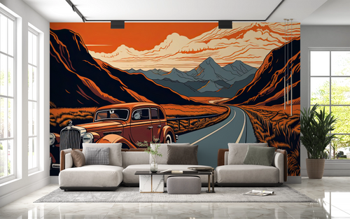 Wallpaper cars - vintage limousine on mountain road