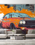 Papier peint voitures - bolide de course vintage orange