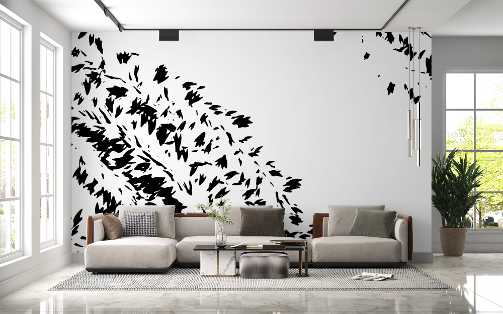 Papier peint nature - croquis d'herbes sauvages mural