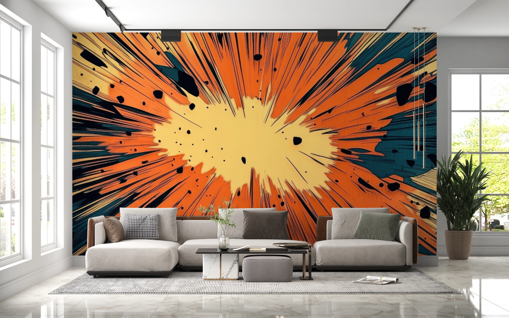 Papier peint pop art - explosion de couleurs rétro