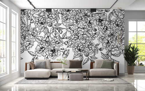 Nature wallpaper - black and white flower bouquet