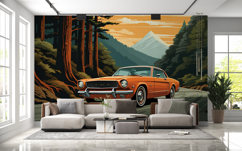 Car wallpaper - sports car on forest road