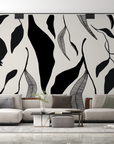 Nature wallpaper - black and cream foliage silhouettes