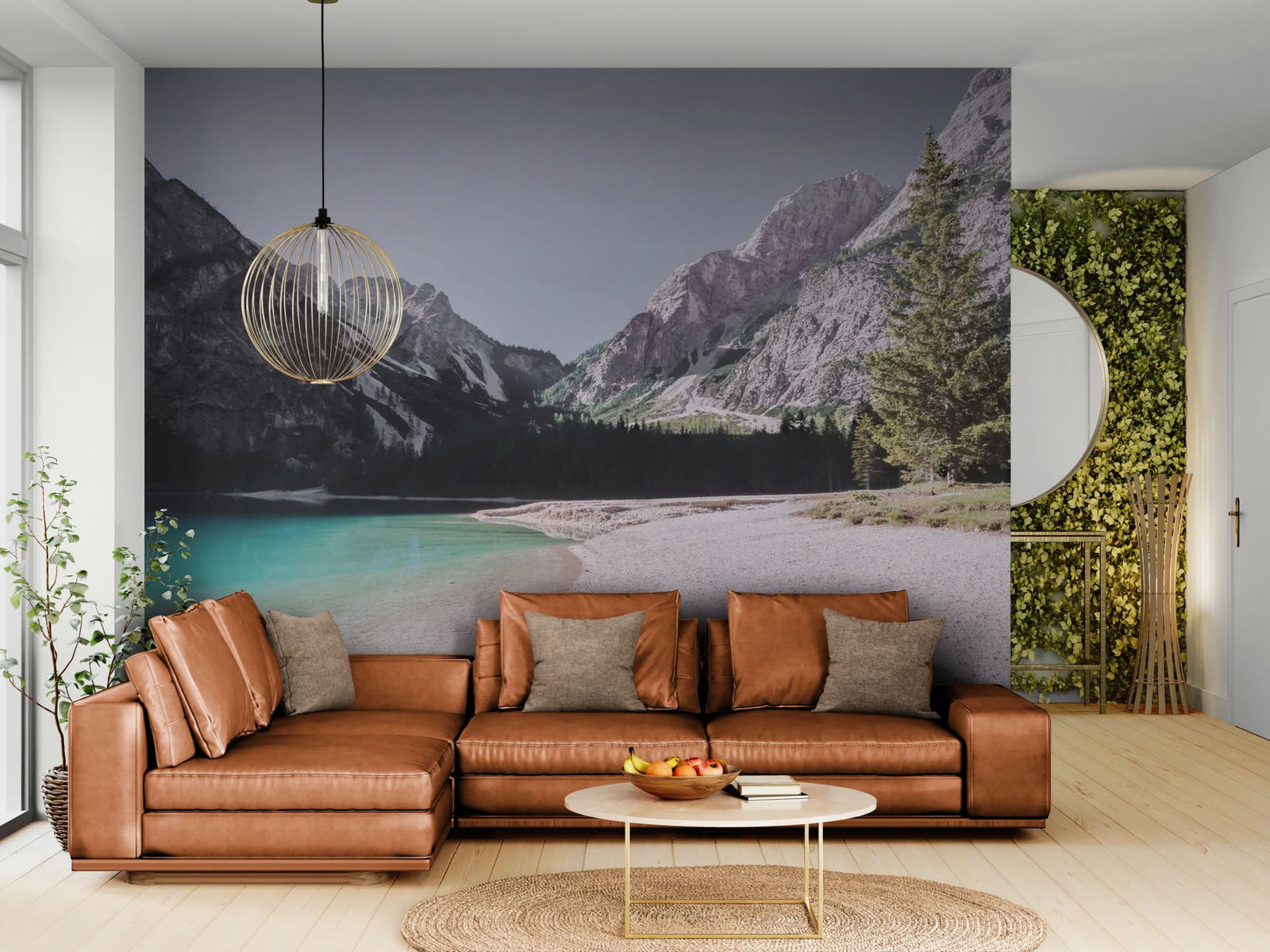 Turquoise mountain lake and pebble beach