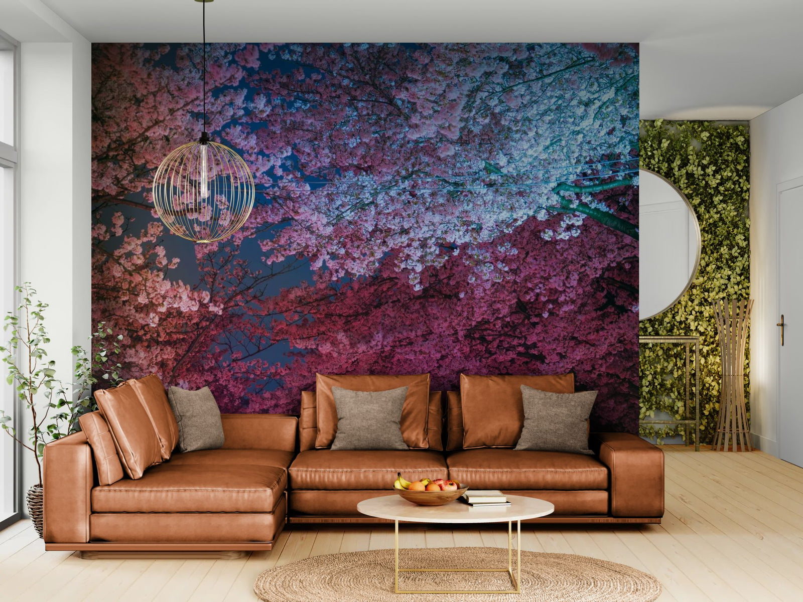 Floral wallpaper – Pink cherry blossoms at night