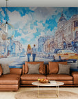 Watercolor Wallpaper – Sunny Urban Street Scene