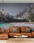 Turquoise mountain lake and pebble beach