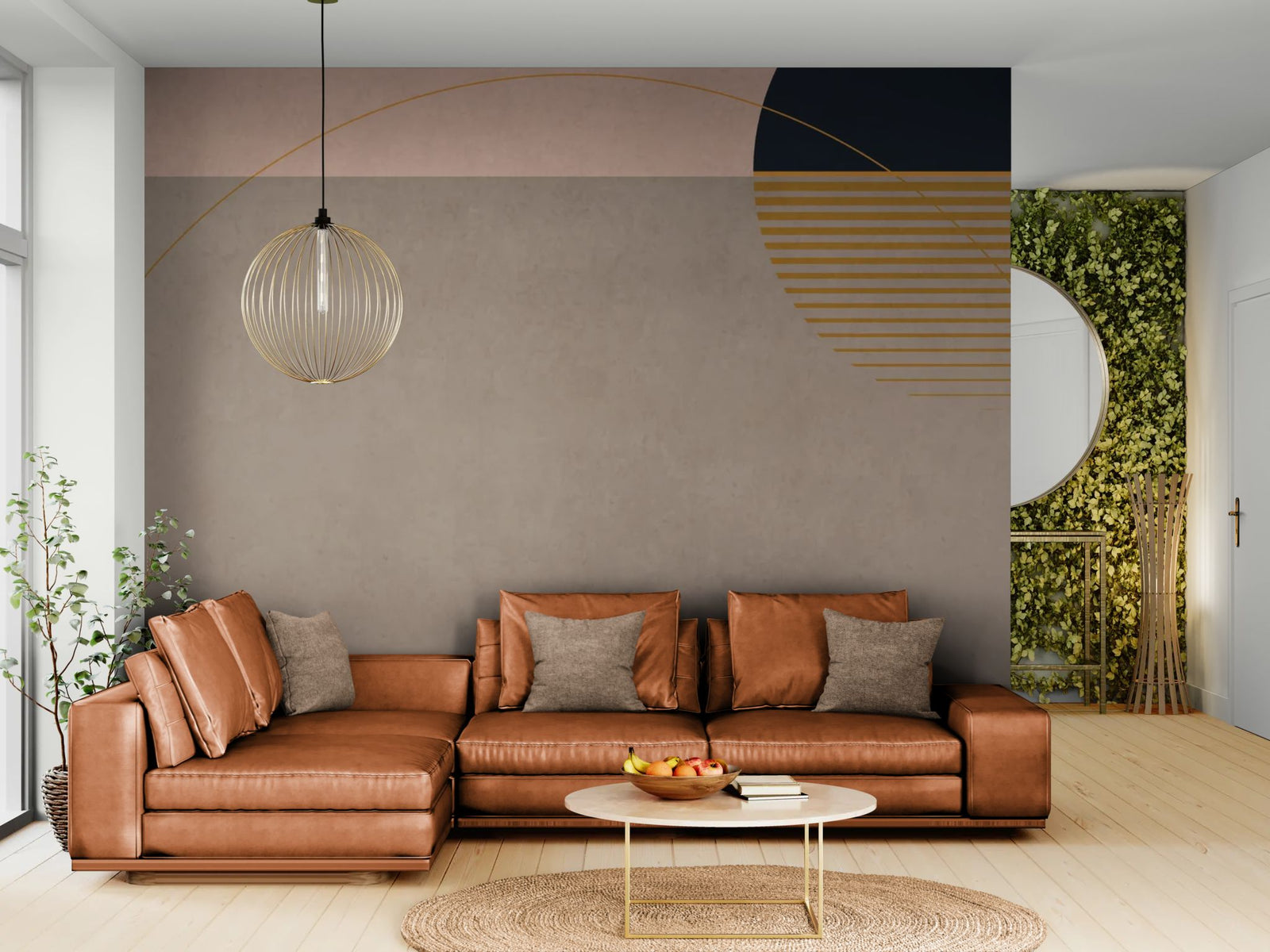 Abstract wallpaper – Minimalist terracotta geometric shapes