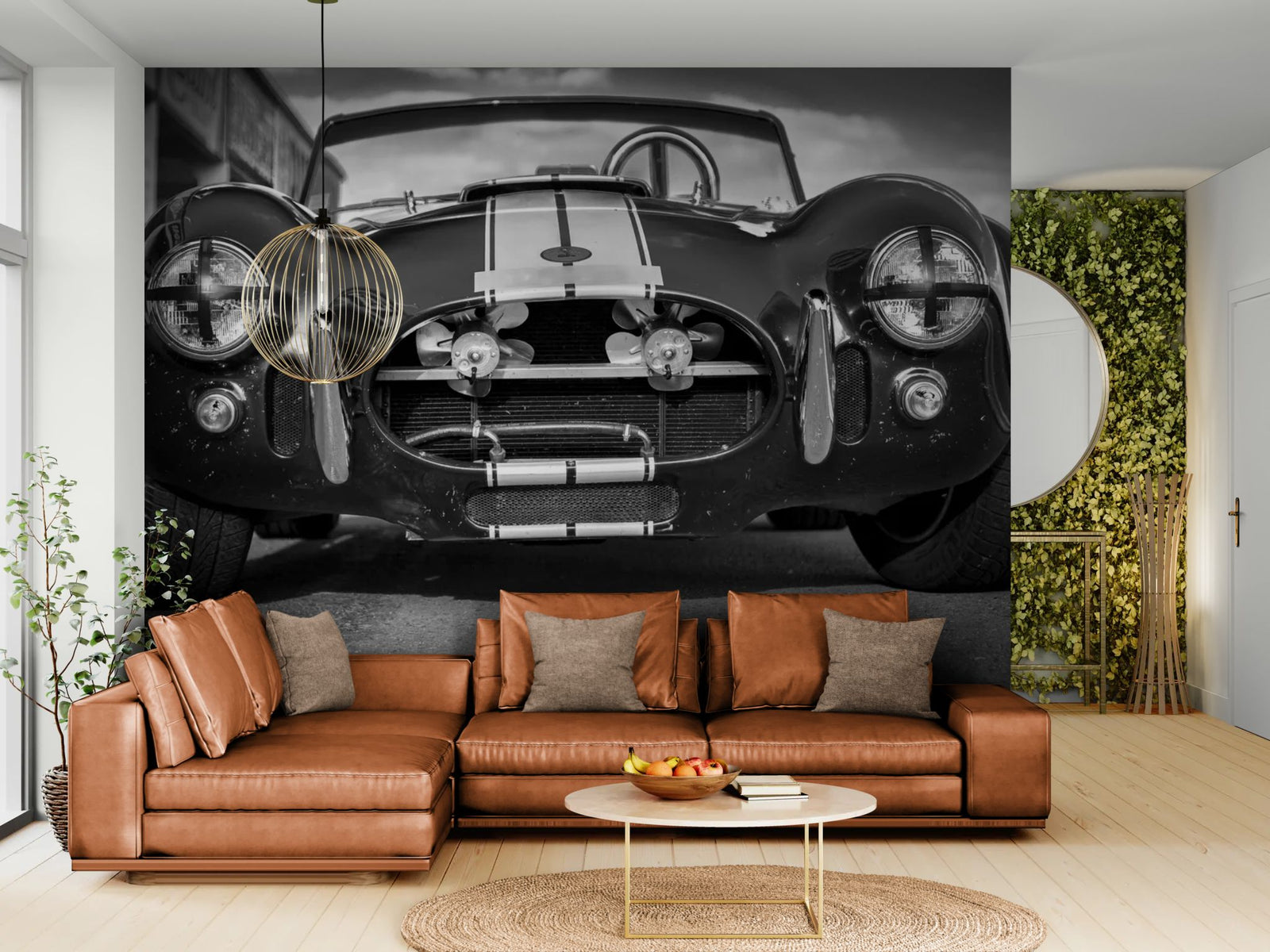 Vintage wallpaper – Iconic black and white sports roadster