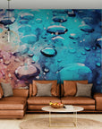 Abstract Wallpaper – Blue and Orange Watercolor Bubbles