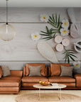 Wellness wallpaper – Salt and pebble spa basket