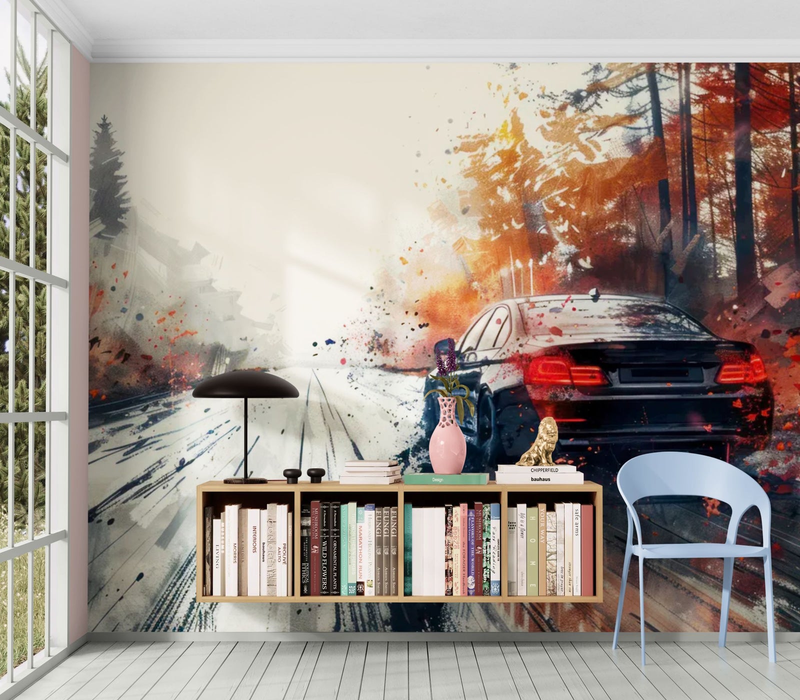 Papier Peint Voiture – Drift Forêt Aquarelle