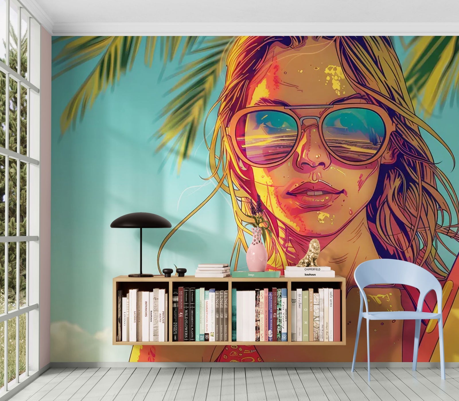 Papier Peint Summer – Surfeuse Tropicale