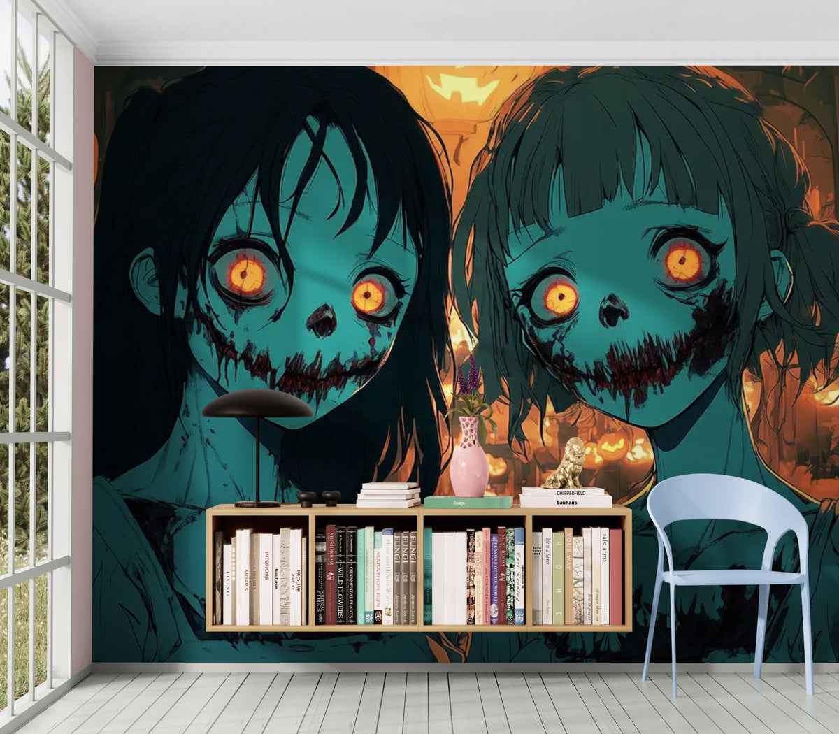 Carta da parati halloween - Bambine dagli occhi arancioni