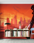 Papier Peint Cyberpunk - Ninja sur Ville Futuriste