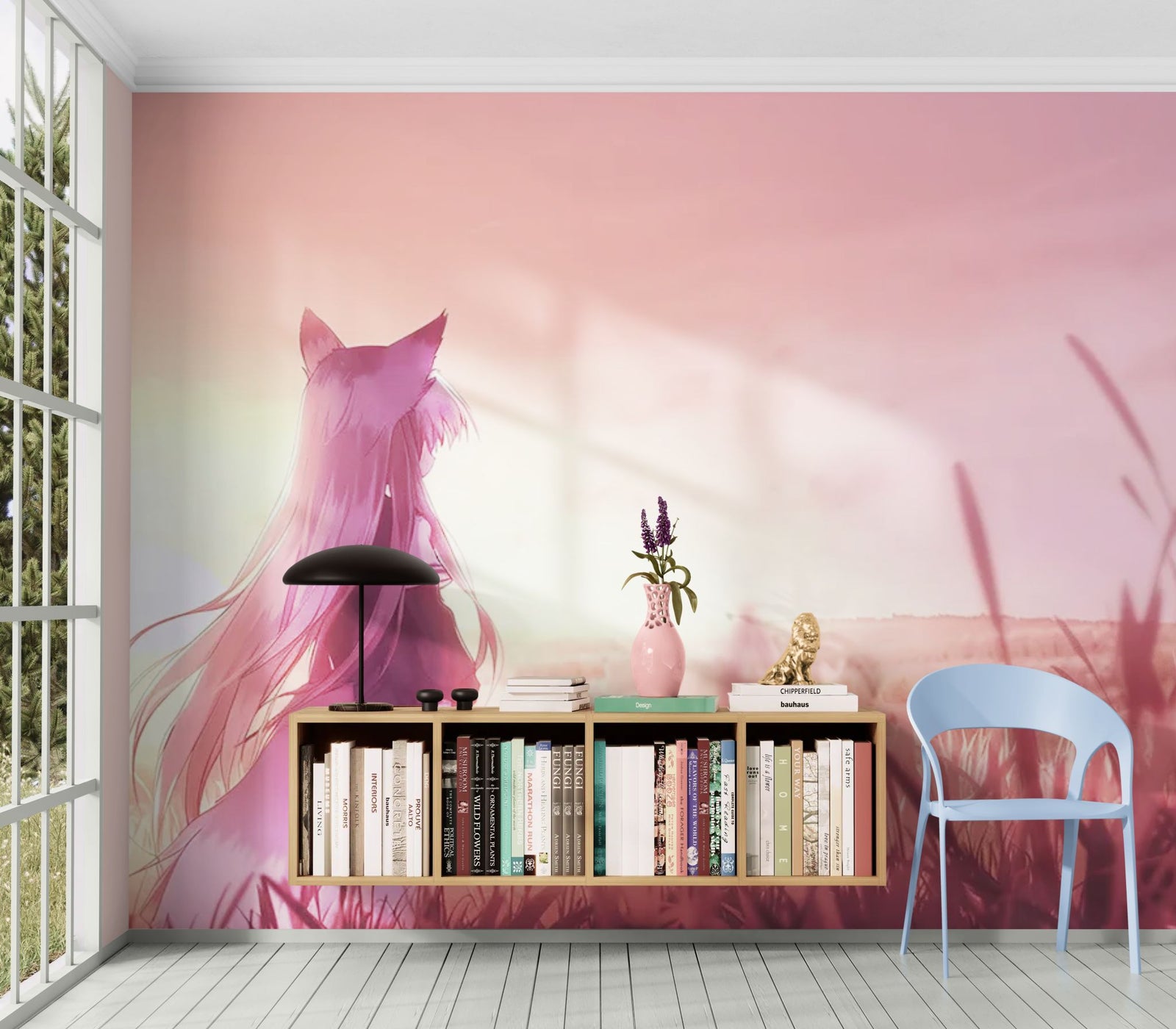 Papier Peint Anime - Fille Renard au Crépuscule