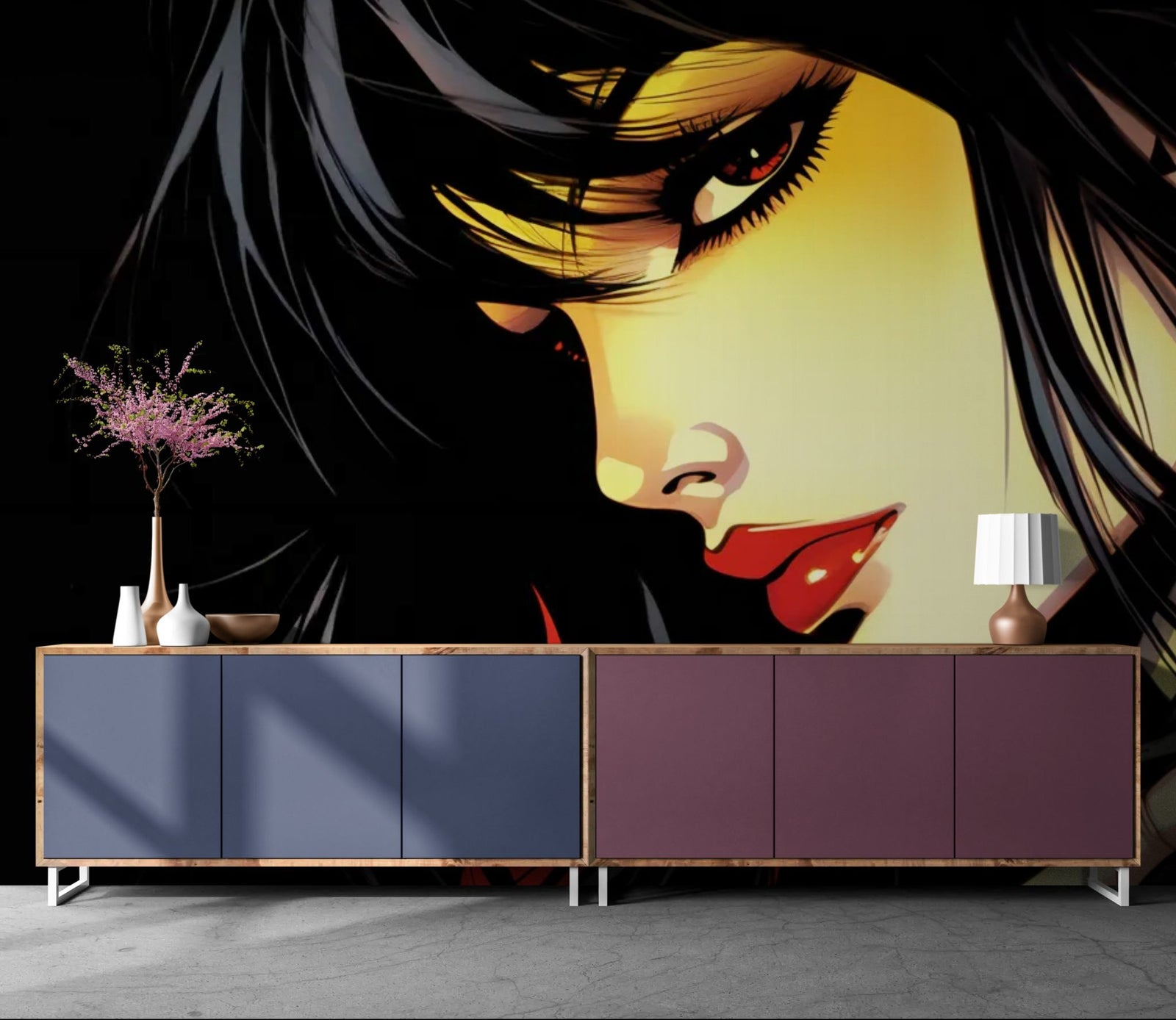 Papier Peint Anime - Portrait Noir Écarlate